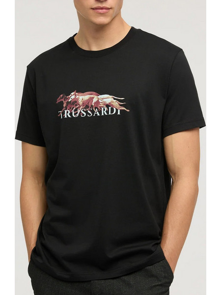 TRUSSARDI DOGS''PACK PRINT REGULAR FIT T-SHIRT - 30/1 JERSEY MTS20J16-033 Black