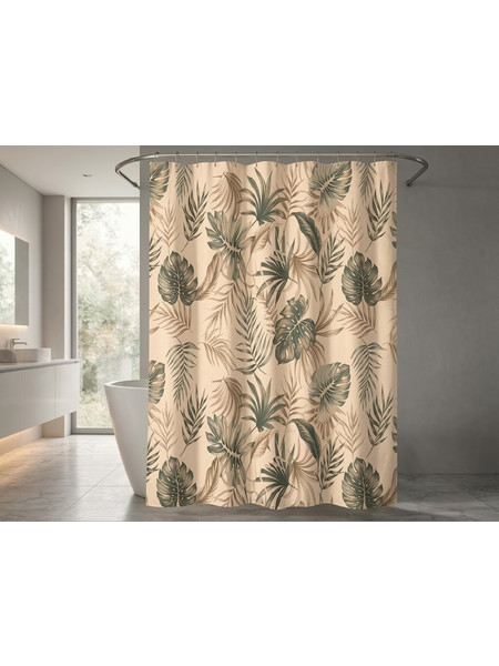 Κουρτίνα μπάνιου printed με κρίκους Σχ.Tropic 180x200cm 100% pol. 180x200cm