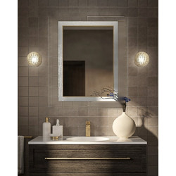 Project Mirrors Wood Modern Ορθογώνιος Καθρέπτης Μπάνιου Ξύλινος Ασήμι 60x80cm
