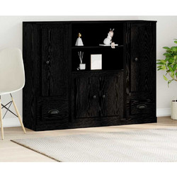 vidaXL Βιβλιοθήκη Μαύρη Δρυς 132 x 35.5 x 103.5 εκ Επεξεργασμένο Ξύλο