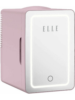 ELLE HOME Mini Cooler 6L με Καθρέφτη LED - Ψυγείο Καλλυντικών 56W Ροζ