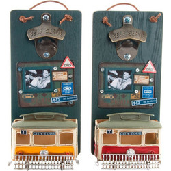 Ανοιχτήρι Μπουκαλιών DKD Home Decor Self Serve Ξύλο Μέταλλο (2 pcs) (26 x 12 x 9 cm)