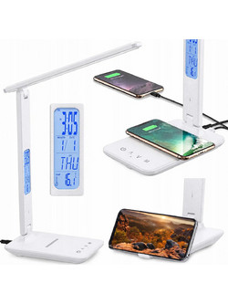 Φωτιστικό Γραφείου LED 5W με Ασύρματη Φόρτιση Qi και Οθόνη Λευκό