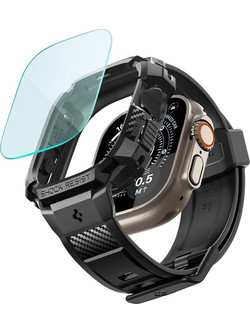 Spigen Rugged Armor Pro + Προστατευτικό Οθόνης (ACS12053) Apple Watch Ultra 4 / 3 / 2 / 1 (49mm) Μαύρο