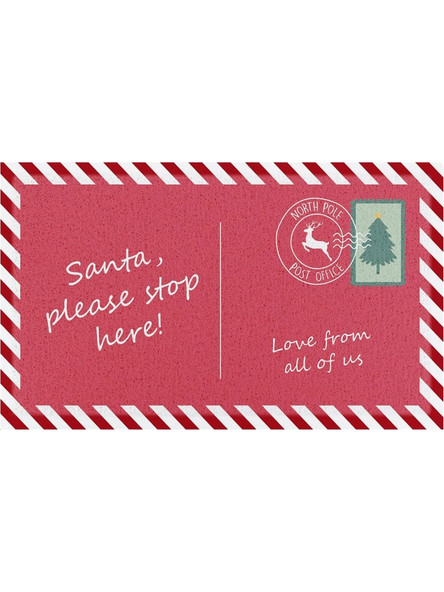 Χριστουγεννιάτικο Πατάκι Εισόδου Santa Stop Here -AMDMW- SANTASTOPHERE-7040 70x40cm White-Red Artsy Mats 70x40