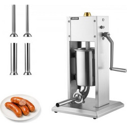 VEVOR Manual Sausage Stuffer 7 lbs/ 3L Vertical Meat Maker Inox, for Home Camping Outdoor Grill BBQ, Dual-Speed Meat Stuffer, Professional Heavy Duty Filler Sausage Kit, 4 σωληνάρια πλήρωσης