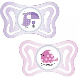 Chicco PhysioForma Light Ανατομικές Ορθοδοντικές Πιπίλες Σιλικόνης 2-6m Πουλάκι Ροζ Παπαγαλάκι Μωβ 2τμχ