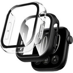 Tech-Protect Defense 2-pack Πλαστική Θήκη Tempered Glass για Apple Watch 12 42mm Μαύρη Διαφανής