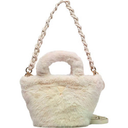 ΠΑΙΔΙΚΗ ΓΟΥΝΙΝΗ ΤΣΑΝΤΑ GIRL GUESS FAUX FUR TOTE BAG - ΕΚΡΟΥ