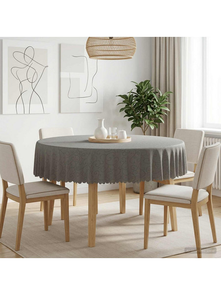 vidaXL Ύφασμα Τραπέζης Ανοιχτό γκρι Διάμ. 160 cm Γύρος