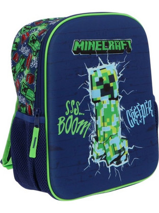 Minecraft Creeper Τσάντα 3D Νηπιαγωγείου μπλε