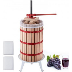 VEVOR Fruit Wine Press, 7.93Gal/30L Manual Juice Maker, Solid Beech Wood Basket, Vintage Traditional Juicer with 6 Press Wooden Blocks, 2 Filter Bags, Heavy Duty Pole Handle Bar for Cider Apple Grape